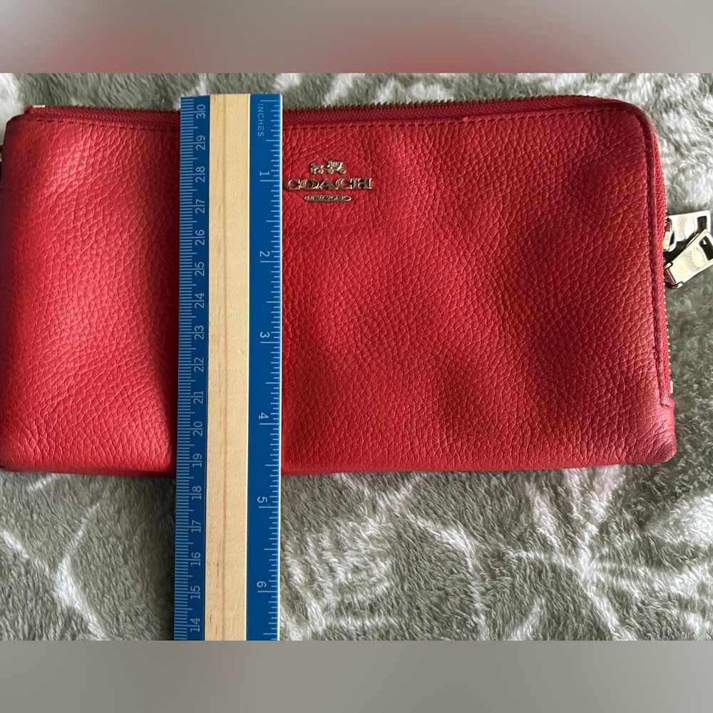 Coach Pebbled Leather Wristlet with Silver Logo - Picture 10 of 11